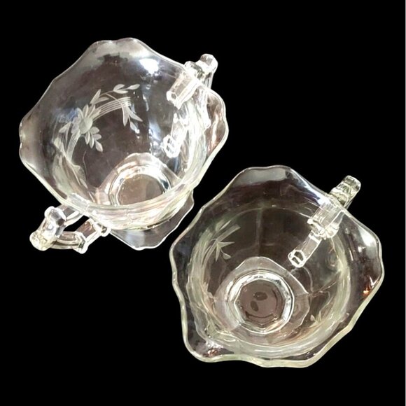 Vintage Imperial Glass Hazen Square No 760 Clear Cut Glass Creamer & Sugar Set - Picture 5 of 6